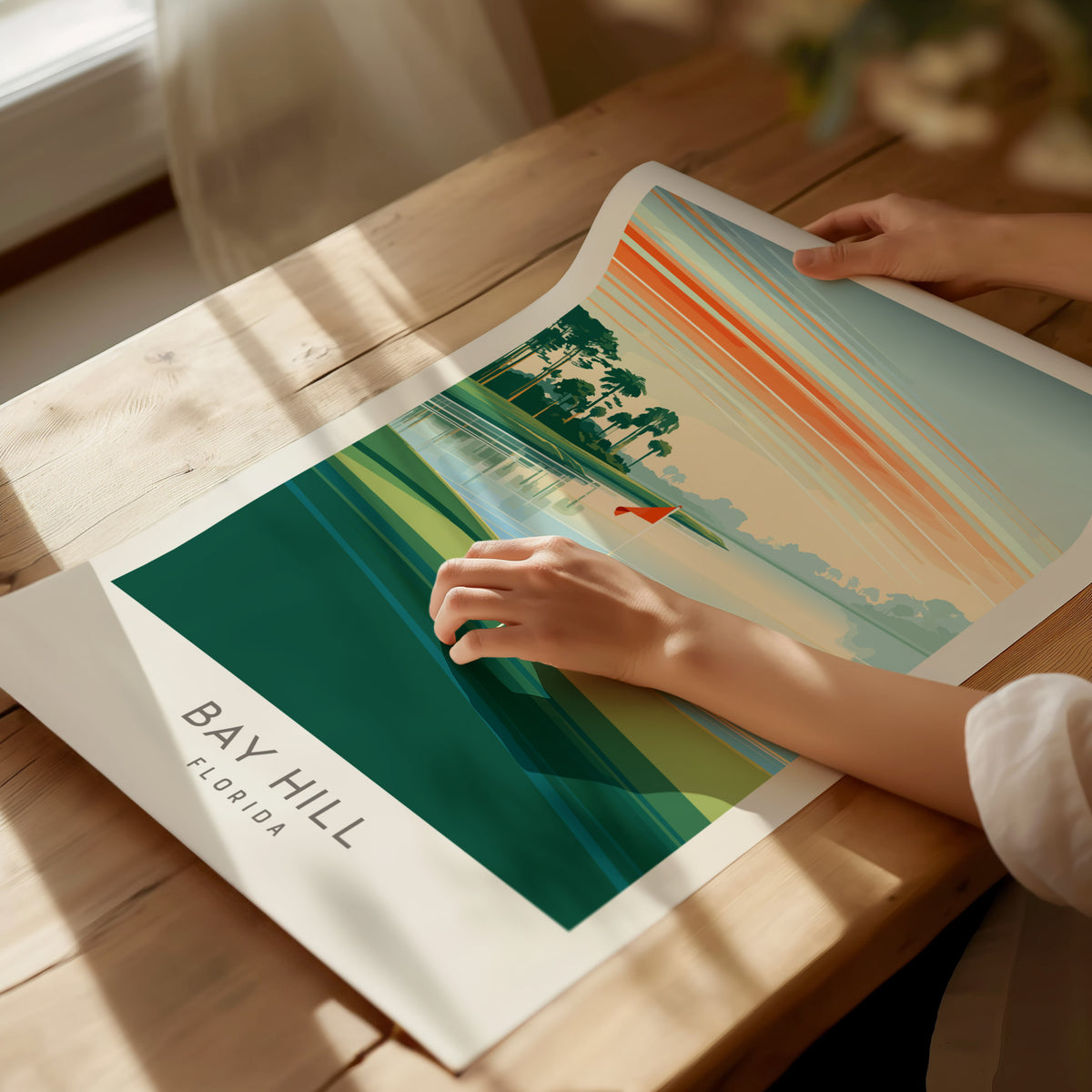 Bay Hill Matte Border Poster | Florida Travel Wall Art — giclée print detail on matte paper