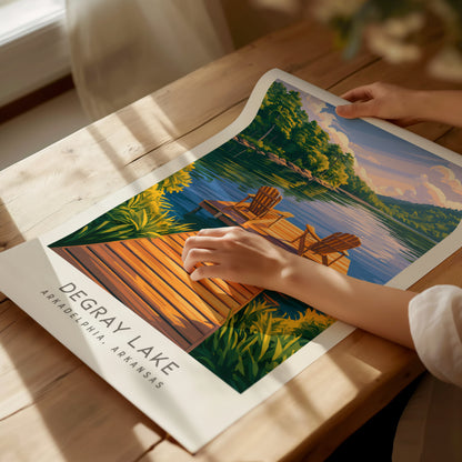 DeGray Lake Matte Border Poster | Arkadelphia, Arkansas Destination Print — giclée print detail on matte paper