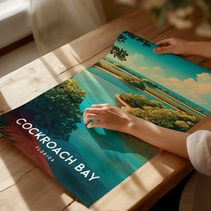 Cockroach Bay, Florida Poster | Mangrove Shores & Wading Birds Wall Art — giclée print detail on matte paper