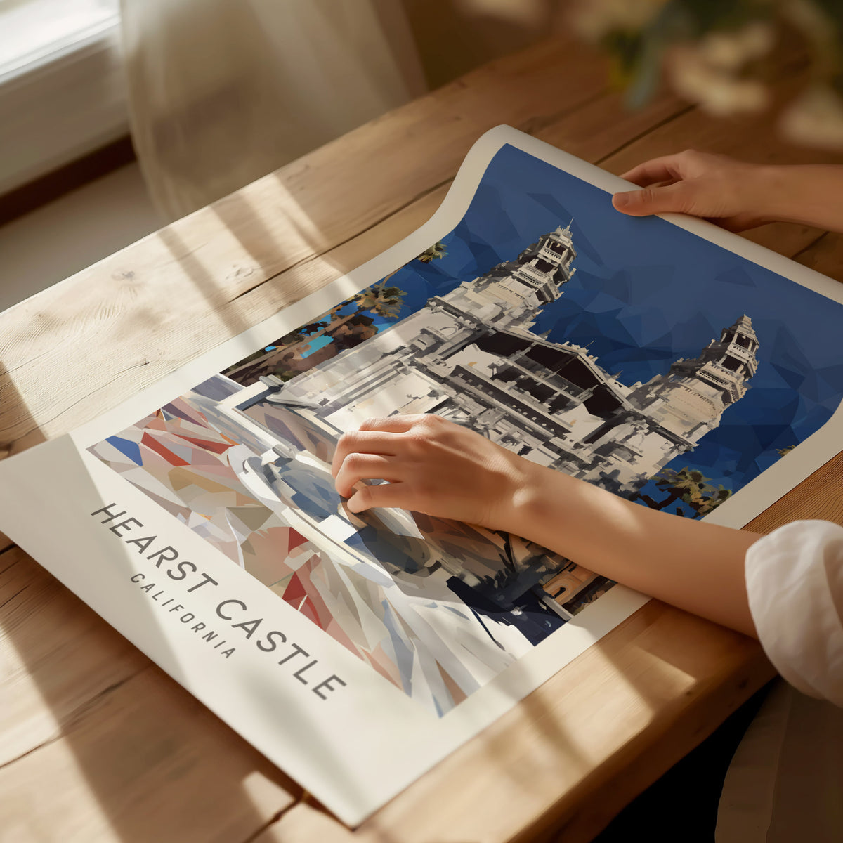 Hearst Castle Matte Border Poster | San Simeon, California Travel Wall Art — giclée print detail on matte paper