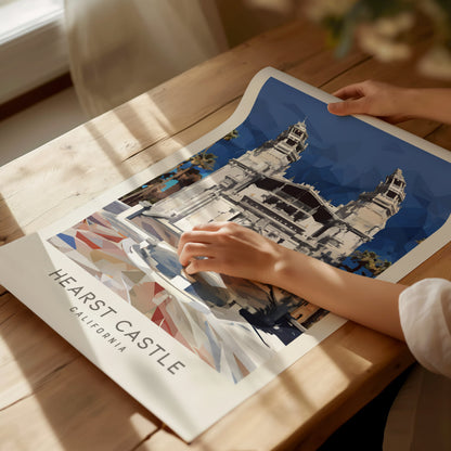 Hearst Castle Matte Border Poster | San Simeon, California Travel Wall Art — giclée print detail on matte paper