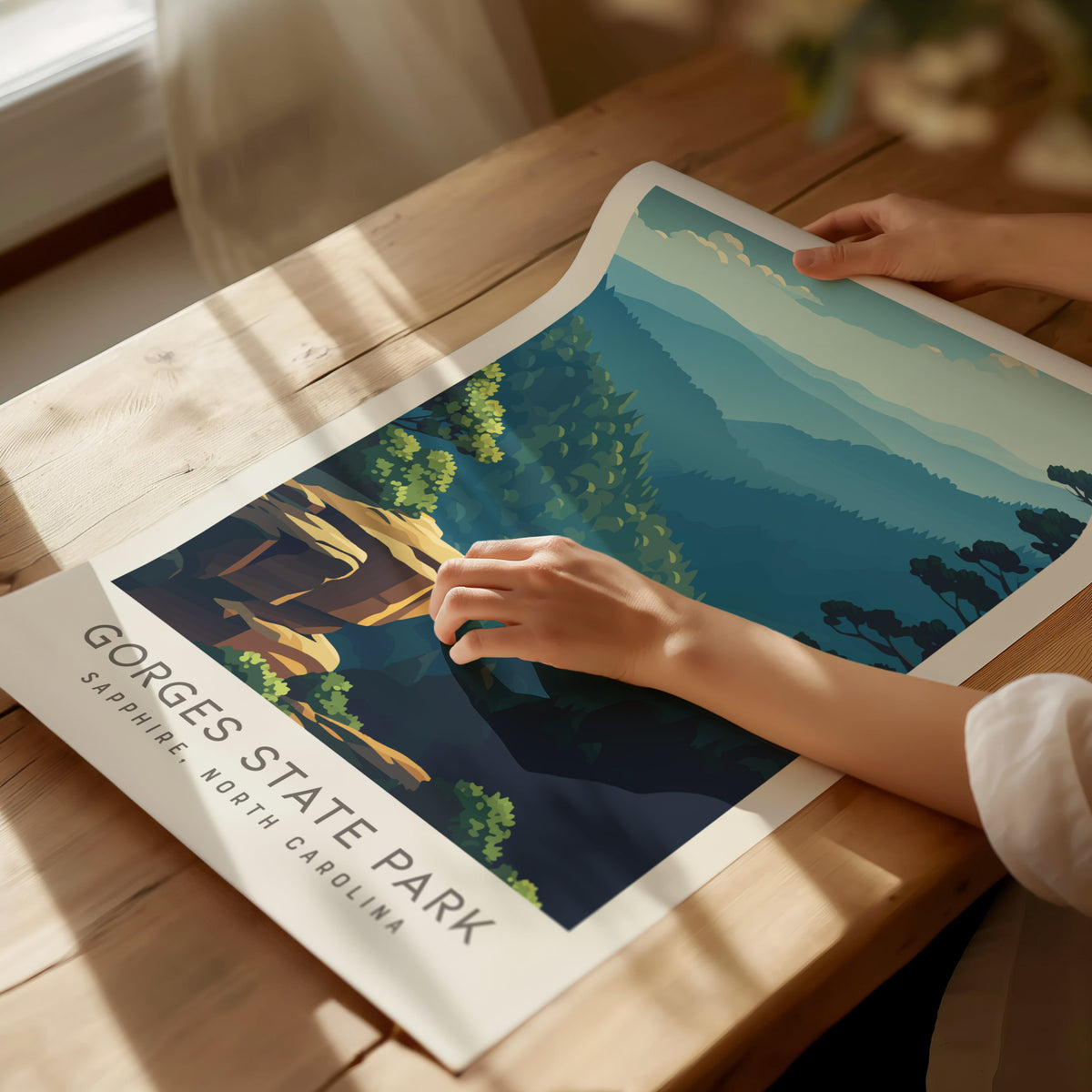 Gorges State Park Matte Border Poster | Sapphire, North Carolina Destination Print — giclée print detail on matte paper
