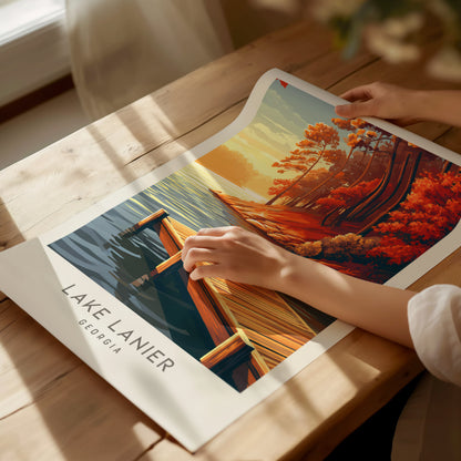 Lake Lanier Matte Border Poster | Georgia Destination Print Travel Wall Art — giclée print detail on matte paper