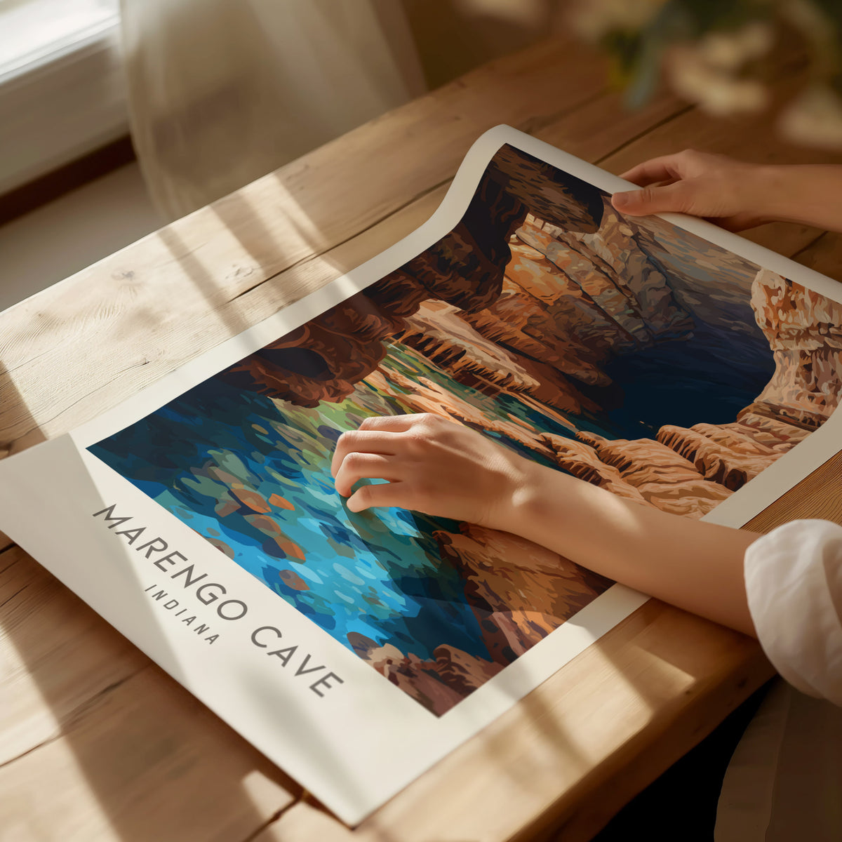 Marengo Cave Matte Border Poster | Indiana Travel Wall Art — giclée print detail on matte paper