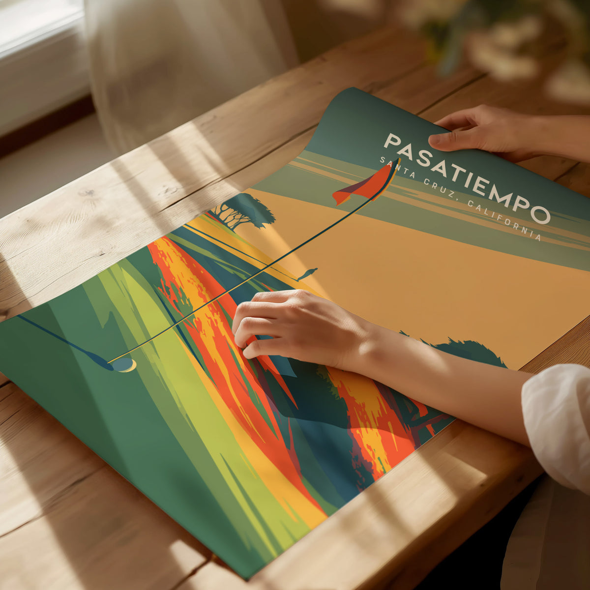 Pasatiempo, Santa Cruz, California Poster | Iconic Links Golfer Gift Wall Art — giclée print detail on matte paper