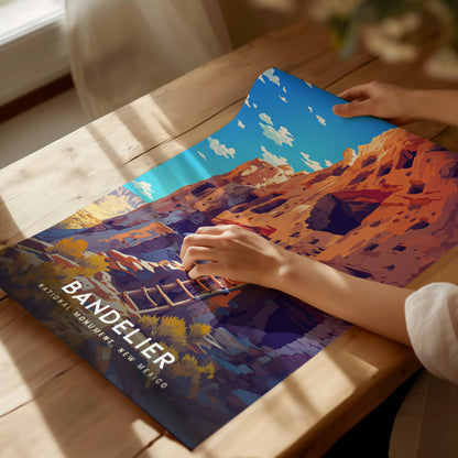 Bandelier National Monument Poster | New Mexico Pueblo Ruins Southwest Wall Art | Framed or Unframed