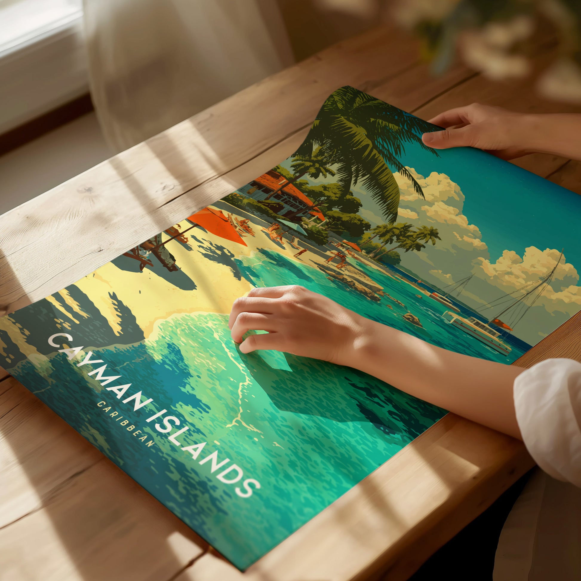 Cayman Islands Poster | Caribbean Beach Tropical Travel Print Wall Art | Framed or Unframed