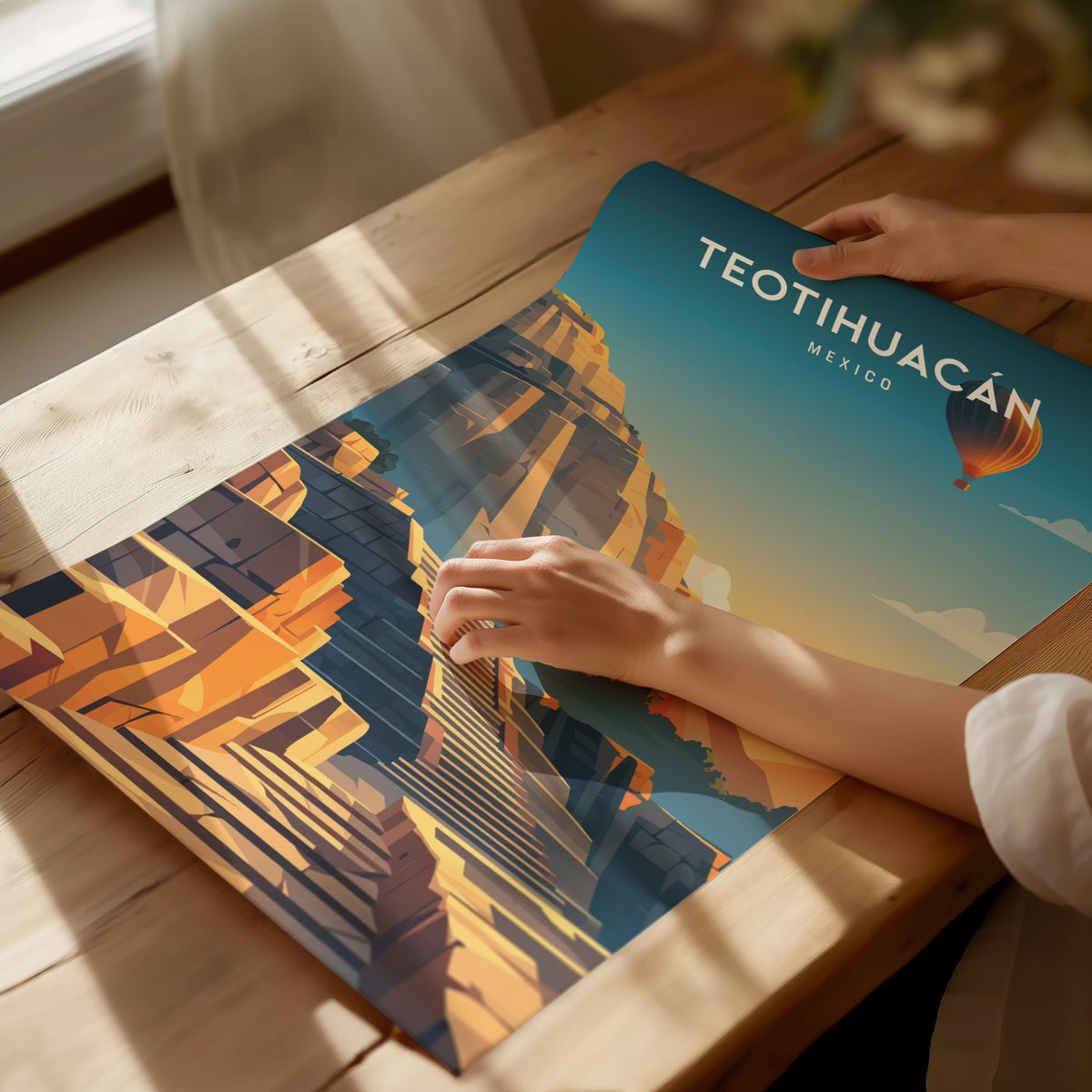 Teotihuacán, Mexico Poster | Ancient Pyramids Destination Print Wall Art — giclée print detail on matte paper