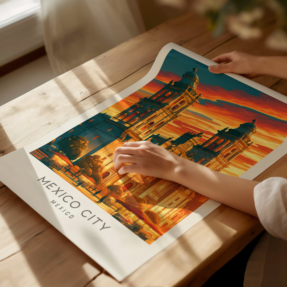 Mexico City Matte Border Poster | Mexico Destination Print Travel Wall Art — giclée print detail on matte paper
