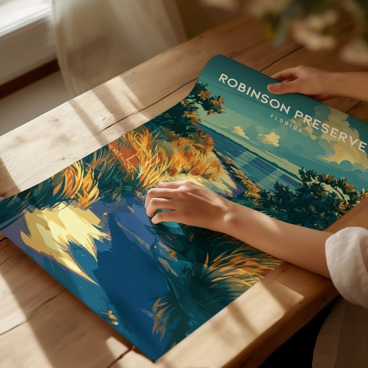 Robinson Preserve, Florida Poster | Mangrove Trails & Coastal Wetlands Wall Art — giclée print detail on matte paper