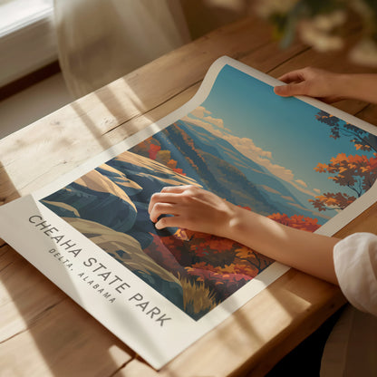 Cheaha State Park Matte Border Poster | Delta, Alabama Destination Print Travel Wall Art — giclée print detail on matte paper