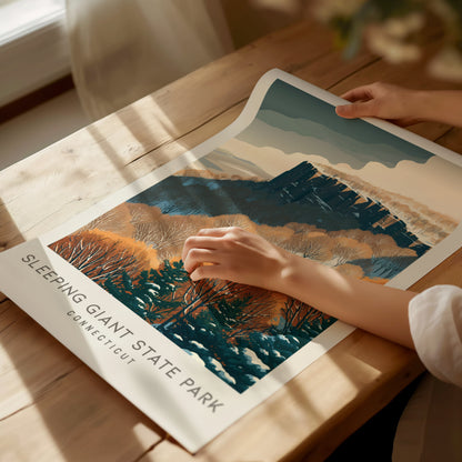 Sleeping Giant State Park Matte Border Poster | Connecticut Travel Wall Art — giclée print detail on matte paper