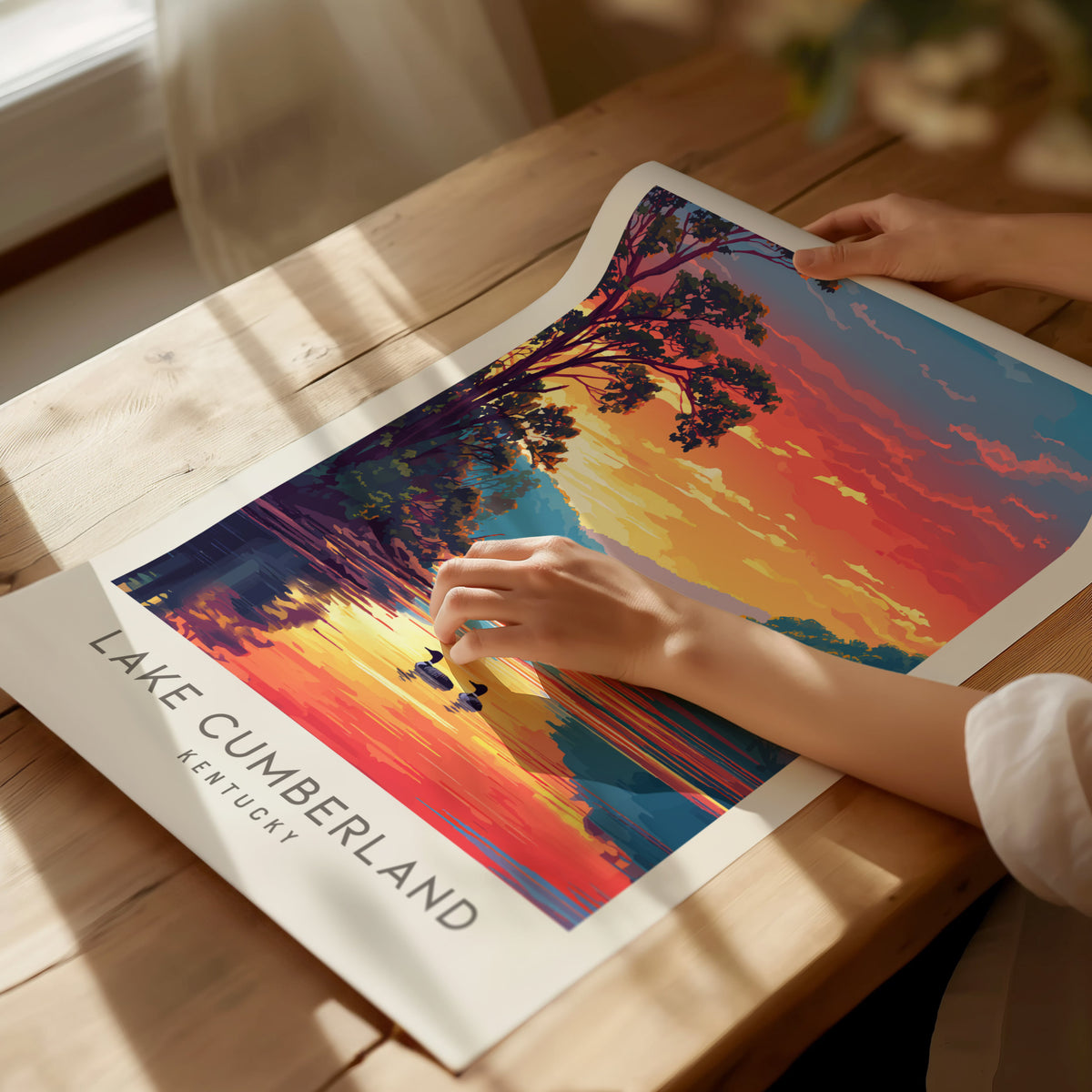 Lake Cumberland Matte Border Poster | Kentucky Destination Print Travel Wall Art — giclée print detail on matte paper