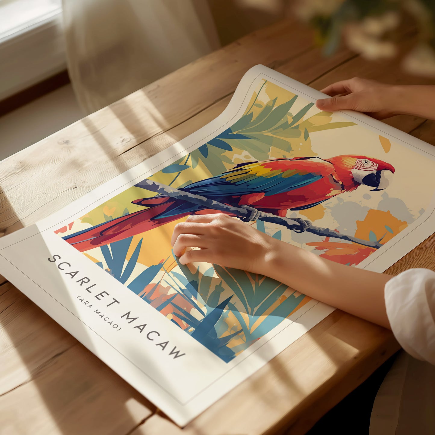 Scarlet Macaw Poster | Tropical Parrot Art Rainforest Bird Wall Decor