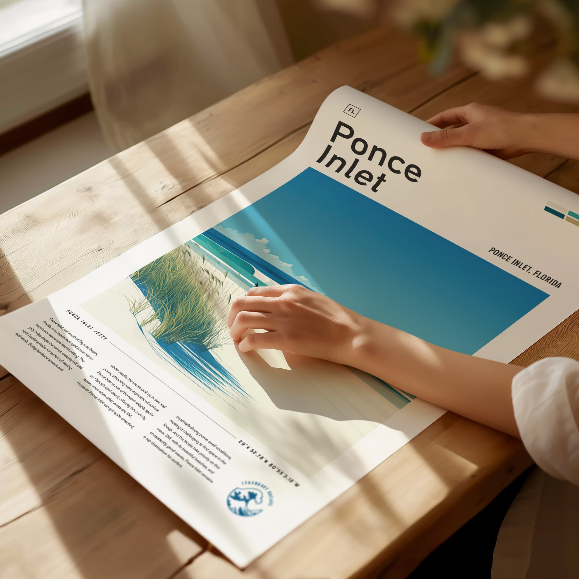 Ponce Inlet Poster | Florida Surf Spot Art | Daytona Beach Wall Decor