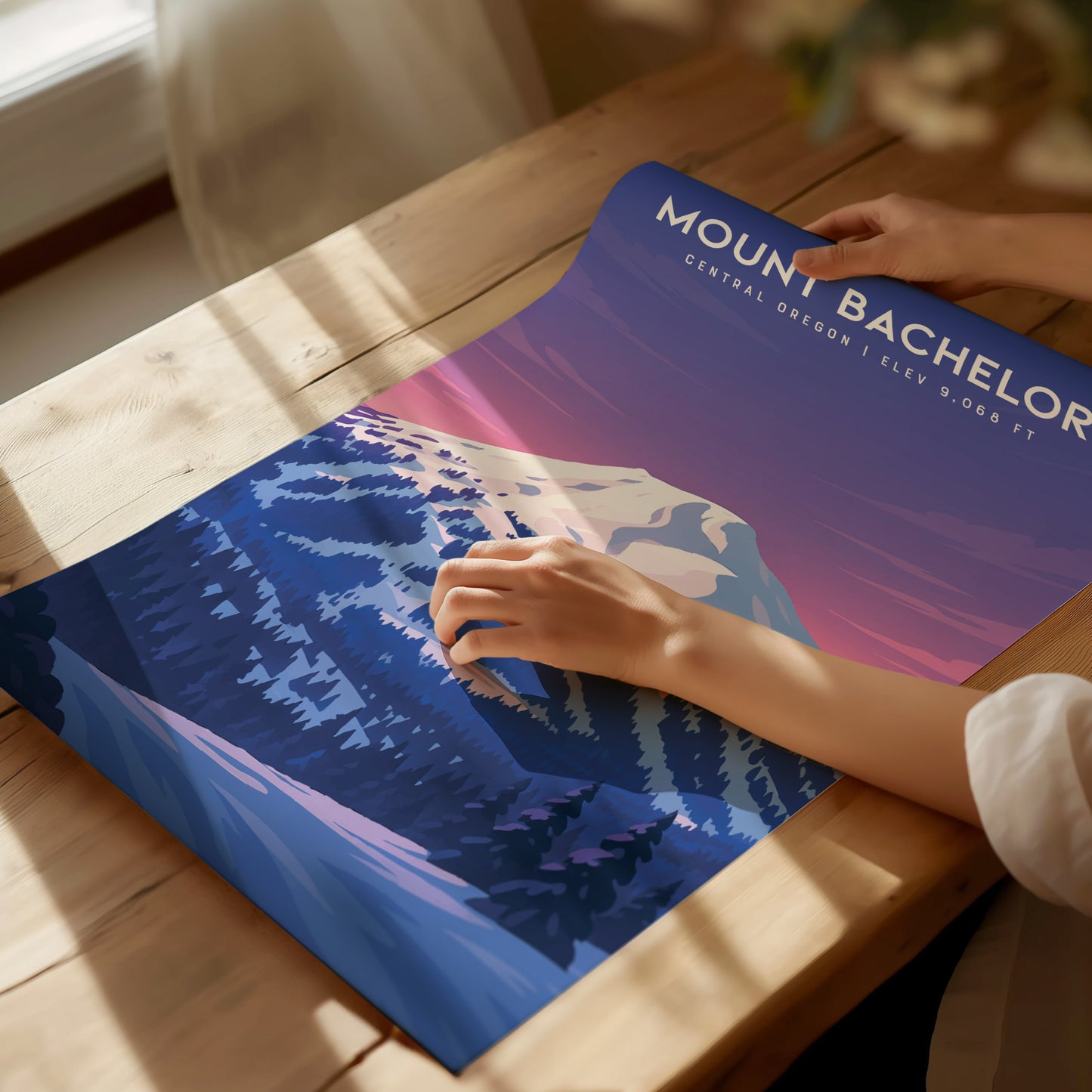 Mount Bachelor Poster | Oregon Cascade Minimalist Wall Art