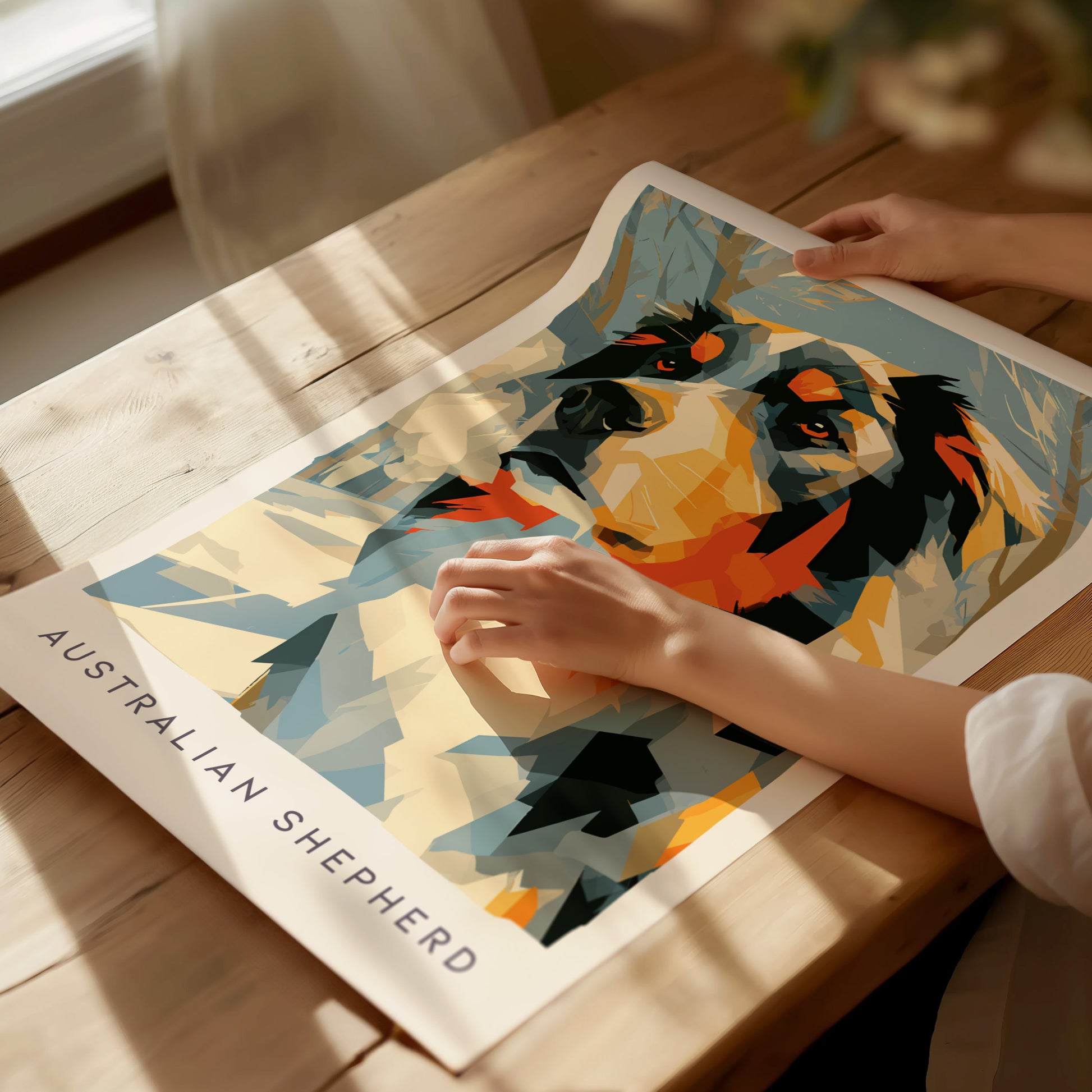 Australian Shepherd Poster | Loyal Companion Bold Portrait Wall Art — giclée print detail on matte paper