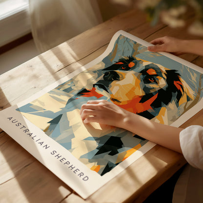 Australian Shepherd Poster | Loyal Companion Bold Portrait Wall Art — giclée print detail on matte paper