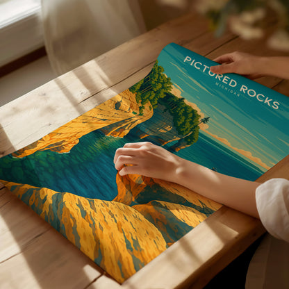 Pictured Rocks Michigan Poster | Lake Superior Wall Art Print