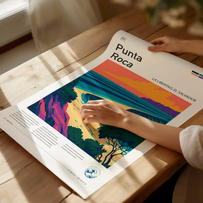 Punta Roca, La Libertad, El Salvador Poster | Surf Wall Art & Wave Print — giclée print detail on matte paper