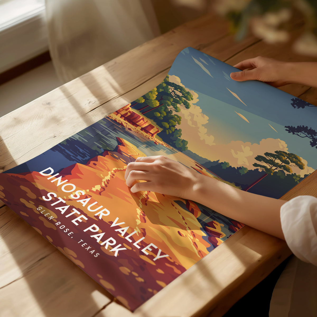 Dinosaur Valley State Park, Glen Rose, Texas Poster | Ancient Riverbed Adventure Wall Art — giclée print detail on matte pape