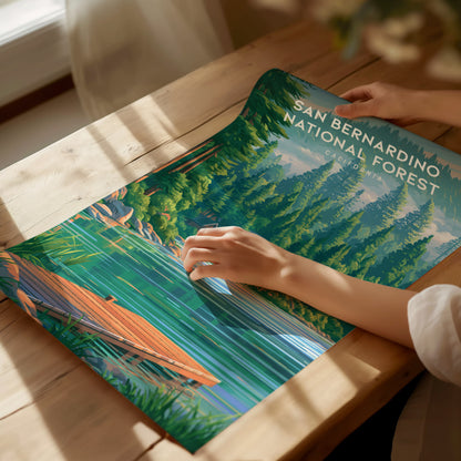 San Bernardino National Forest, California Poster | Mountain Pines & Alpine Wilderness Wall Art — giclée print detail on matt