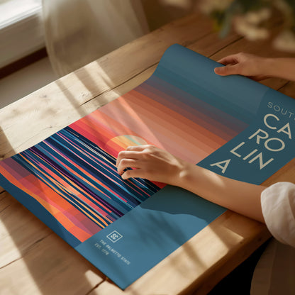 South Carolina Poster | Palmetto State Sunrise Art | Lowcountry Gift