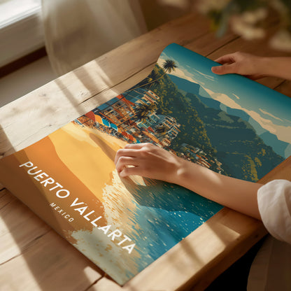 Puerto Vallarta, Mexico Poster | Tropical Beach Print Coastal Wall Art — giclée print detail on matte paper
