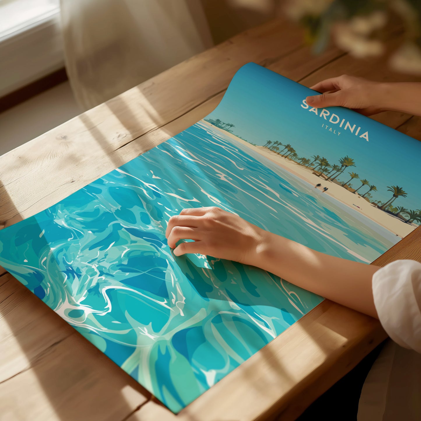 Sardinia Italy Poster | Mediterranean Beach Art | Costa Smeralda Decor