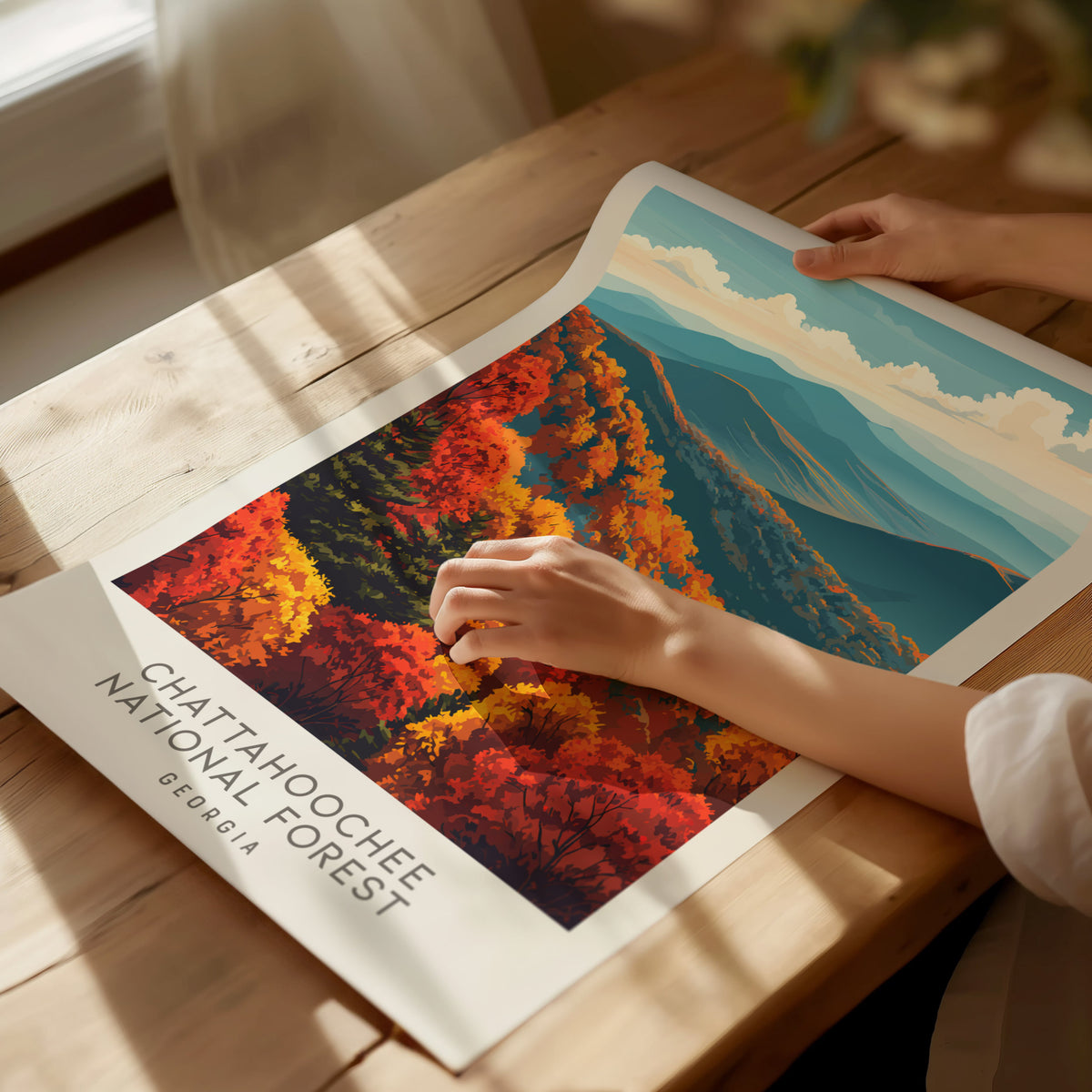 Chattahoochee National Forest Matte Border Poster | Georgia Travel Wall Art — giclée print detail on matte paper