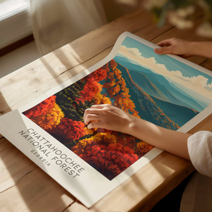 Chattahoochee National Forest Matte Border Poster | Georgia Travel Wall Art — giclée print detail on matte paper