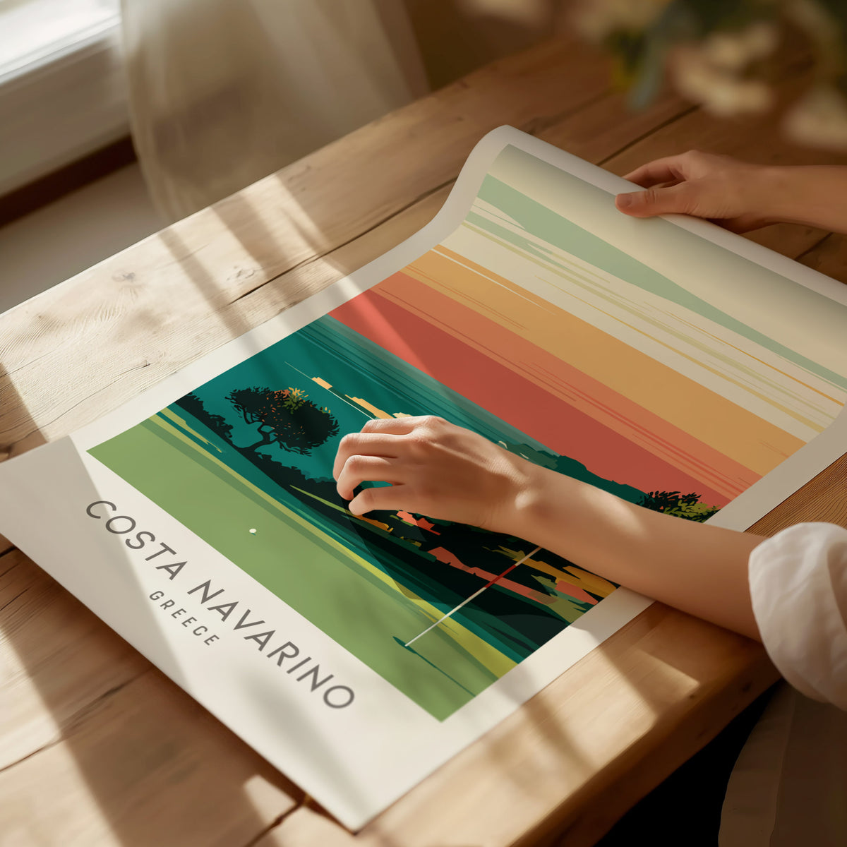 Costa Navarino Matte Border Poster | Greece Golf Course Print & Country Club Decor — giclée print detail on matte paper