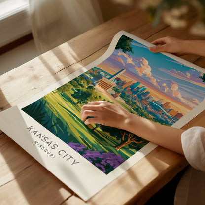 Kansas City Matte Border Poster | Missouri Travel Wall Art — giclée print detail on matte paper