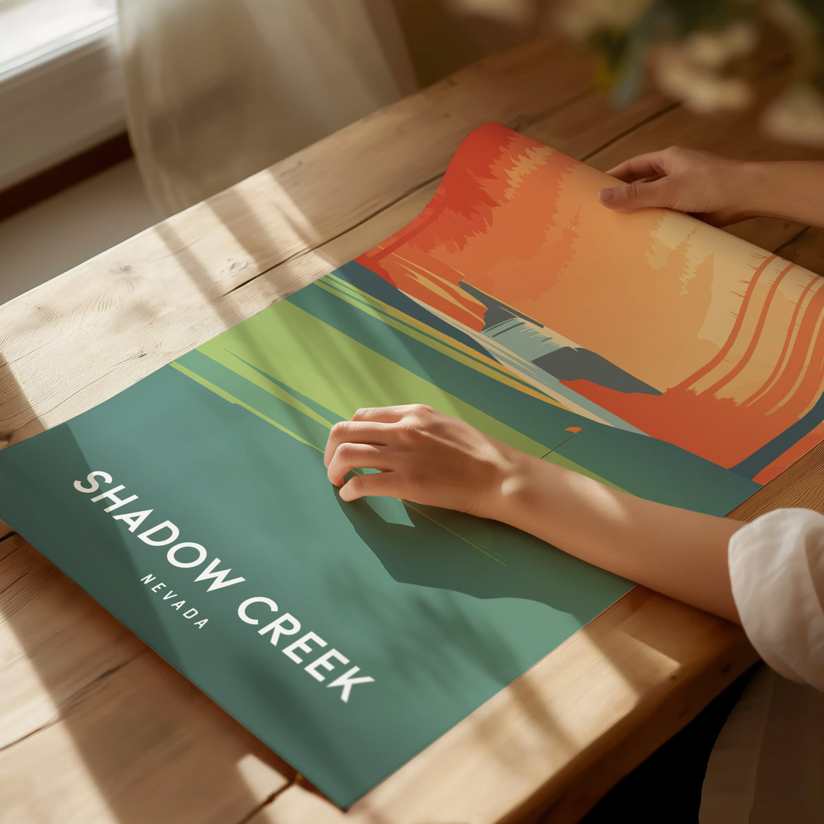 Shadow Creek, Nevada Poster | Desert Fairway Golf Course Print Wall Art — giclée print detail on matte paper