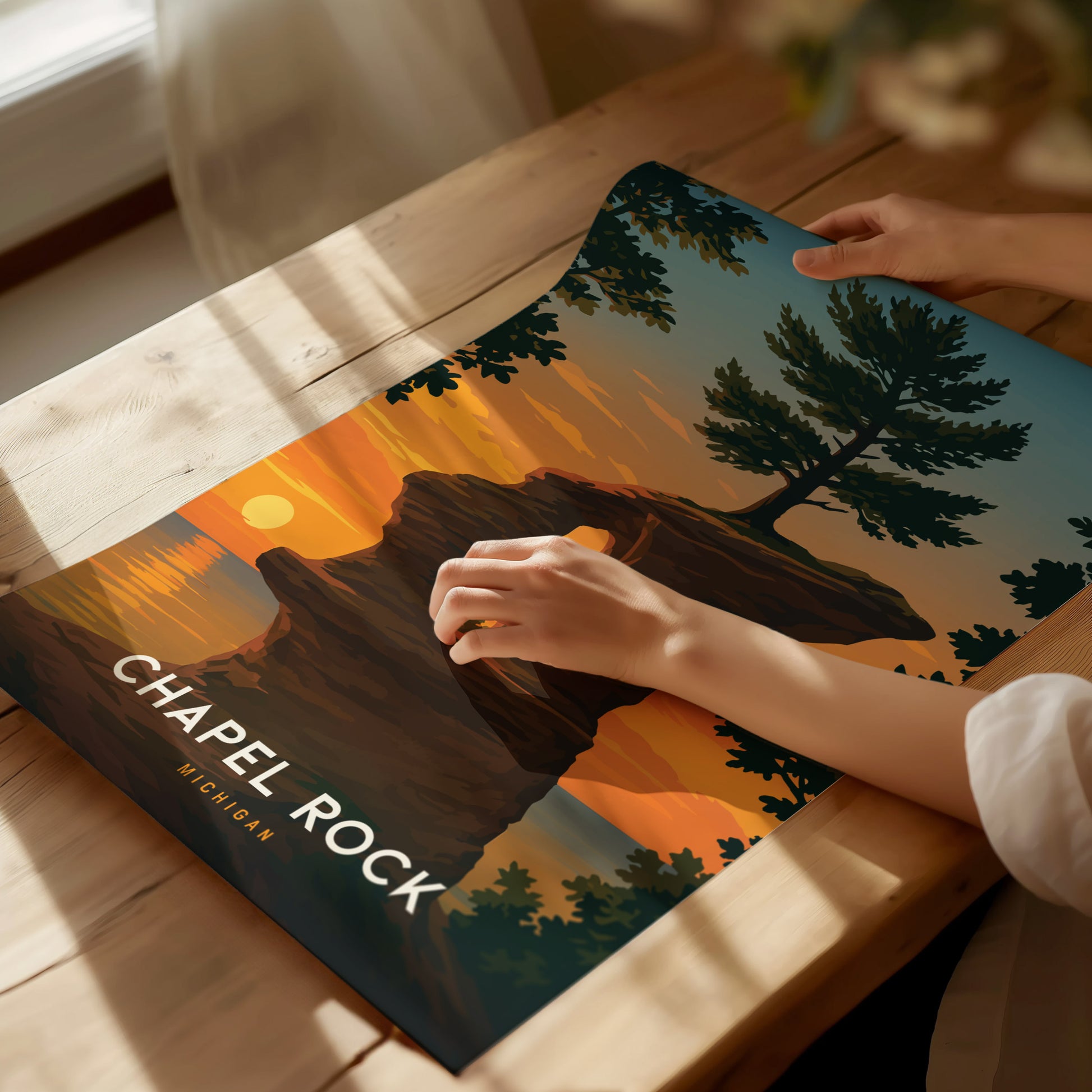 Chapel Rock Michigan Poster | Pictured Rocks Lake Superior Wall Art | Framed or Unframed