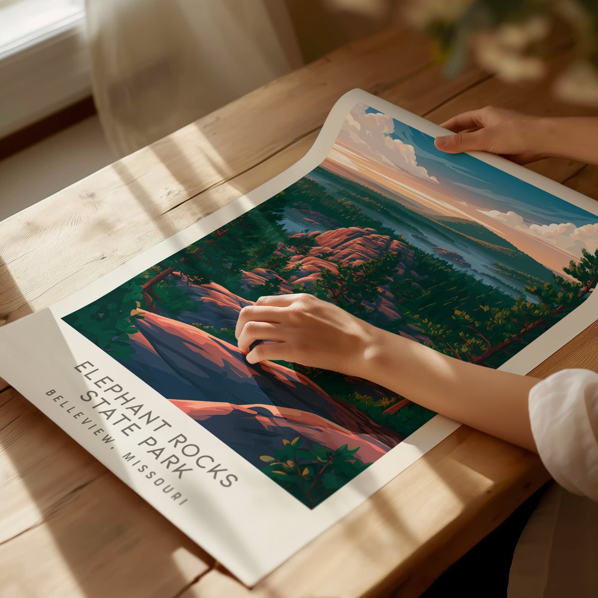 Elephant Rocks State Park Matte Border Poster | Belleview, Missouri Destination Print — giclée print detail on matte paper