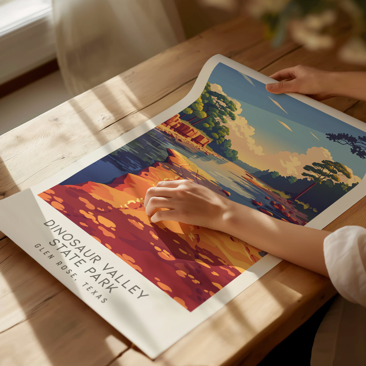 Dinosaur Valley State Park Matte Border Poster | Glen Rose, Texas Destination Print Travel Wall Art — giclée print detail on