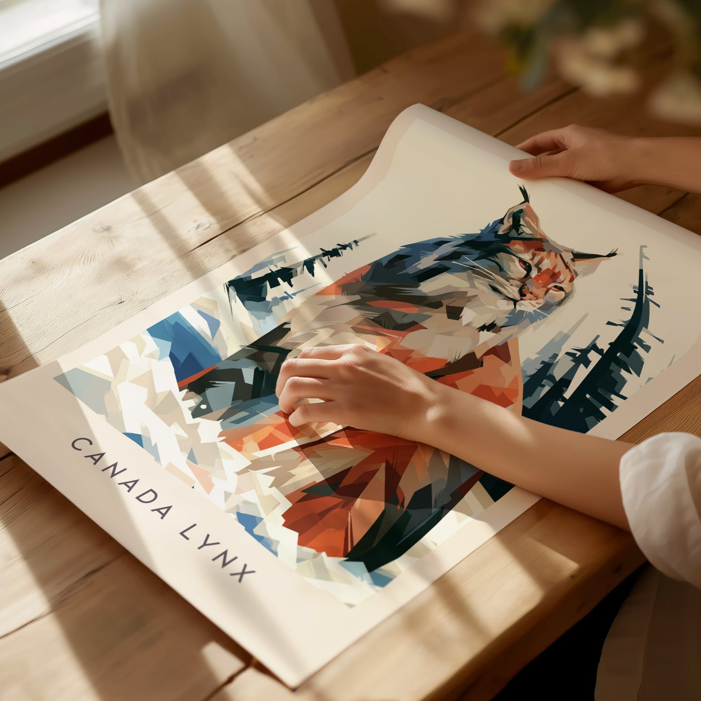 Canada Lynx Poster | Wild Winter Predator Wildlife Wall Art — giclée print detail on matte paper