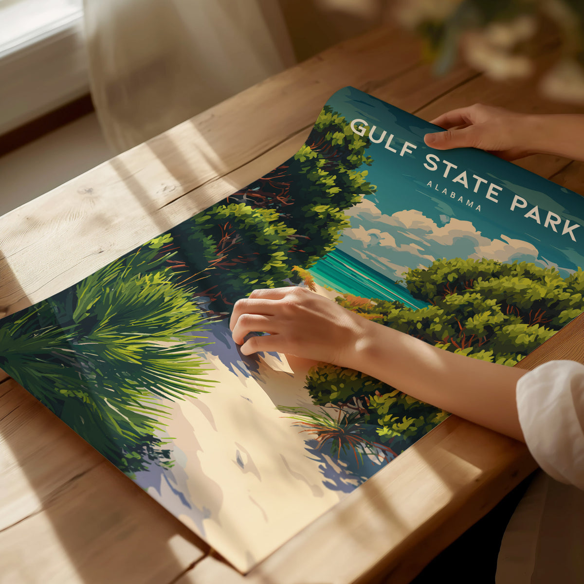 Gulf State Park, Alabama Poster | Beach House Decor Destination Print Wall Art — giclée print detail on matte paper