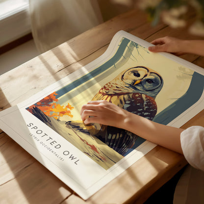 Spotted Owl Poster | Mysterious Forest Raptor Fine Wall Art — giclée print detail on matte paper