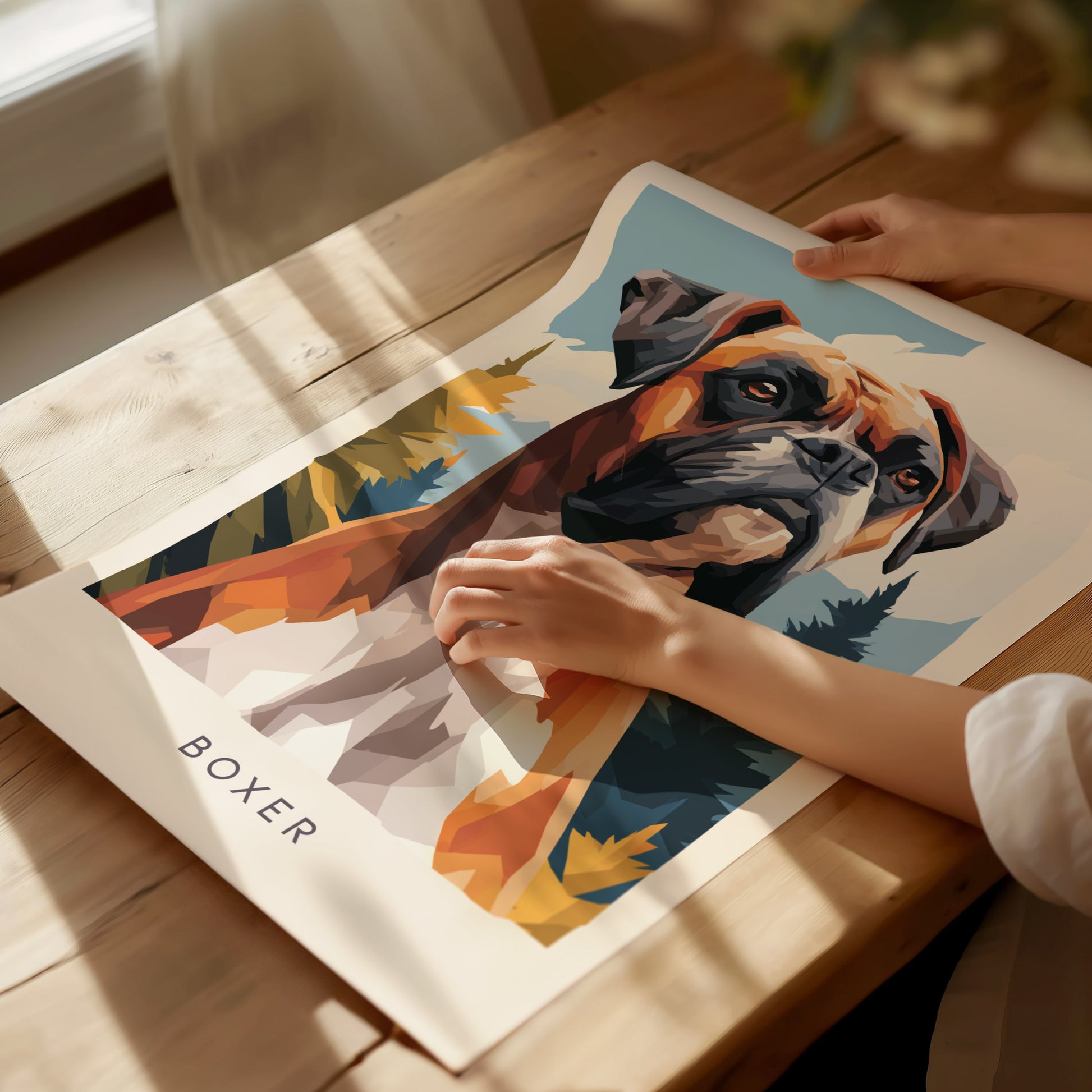 Boxer Poster | Loyal & Noble Canine Portrait Wall Art — giclée print detail on matte paper
