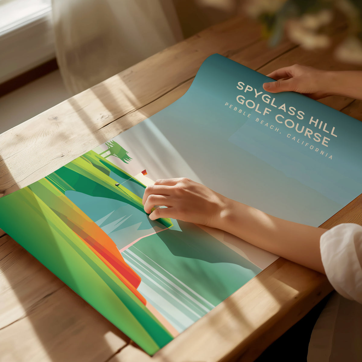 Spyglass Hill Golf Course, Pebble Beach, California Poster | Iconic Links Golfer Gift Wall Art — giclée print detail on matte