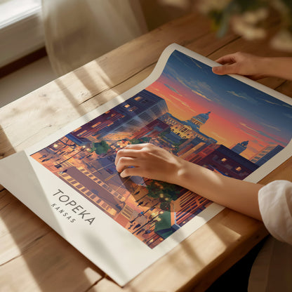 Topeka Matte Border Poster | Kansas Destination Print Framed or Unframed — giclée print detail on matte paper