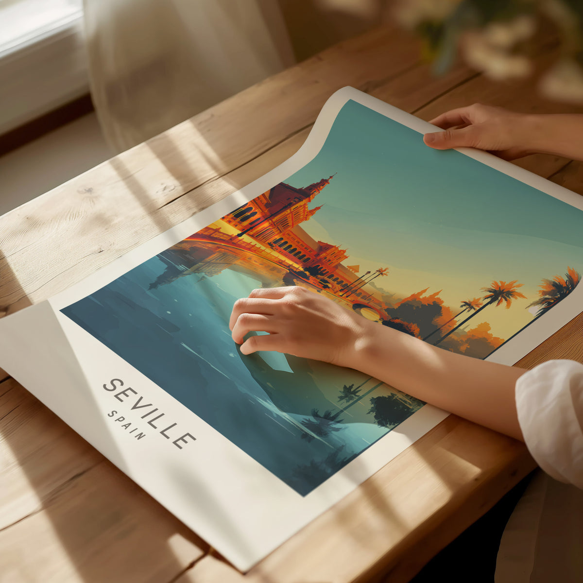 Seville Matte Border Poster | Spain Destination Print Travel Wall Art — giclée print detail on matte paper