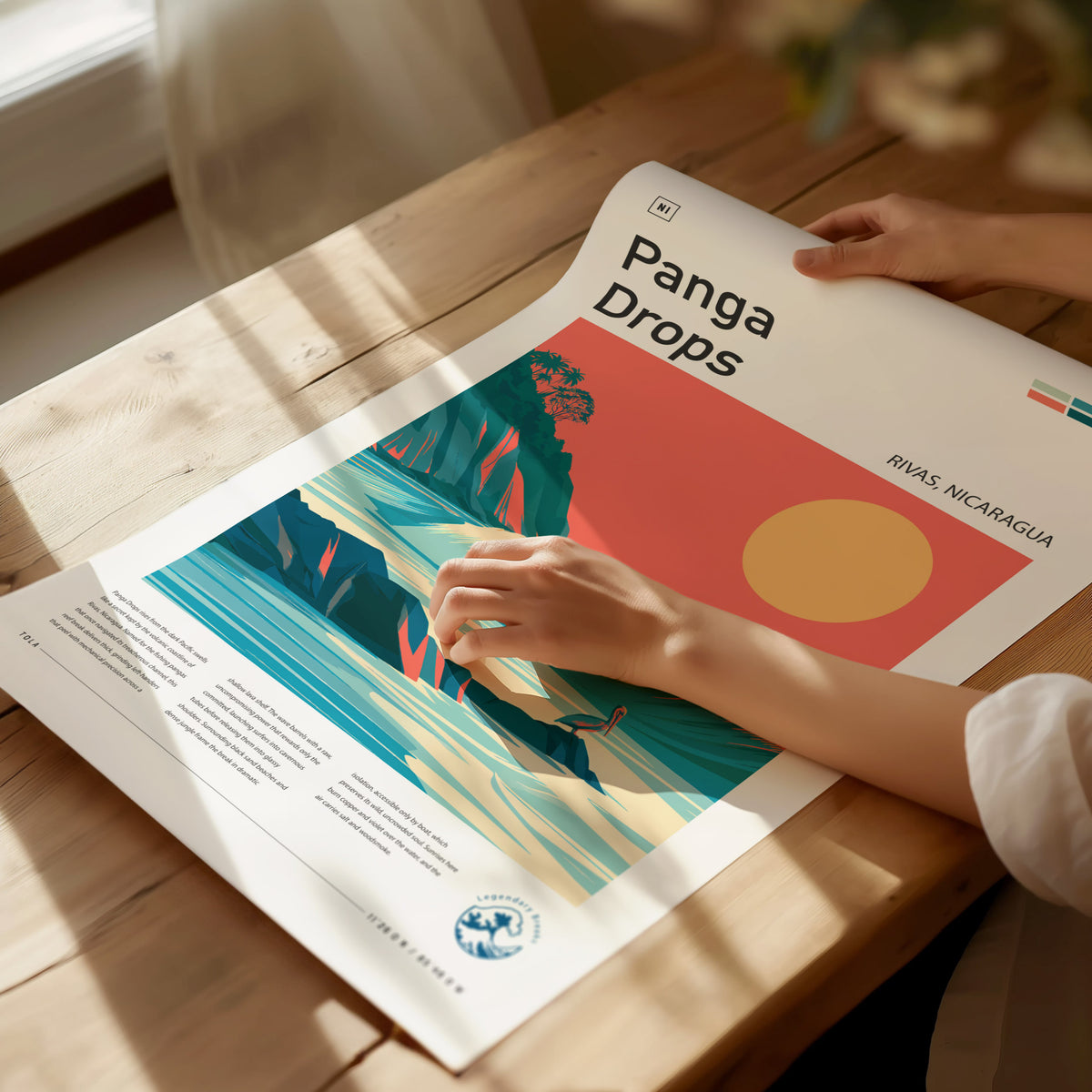 Panga Drops, Rivas, Nicaragua Poster | Tropical Surf Wall Art — giclée print detail on matte paper