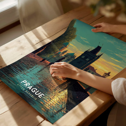 Prague Poster | Charles Bridge Sunset Art | Czech Republic Travel
