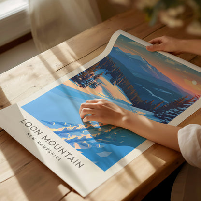 Loon Mountain Matte Border Poster | New Hampshire Travel Wall Art — giclée print detail on matte paper