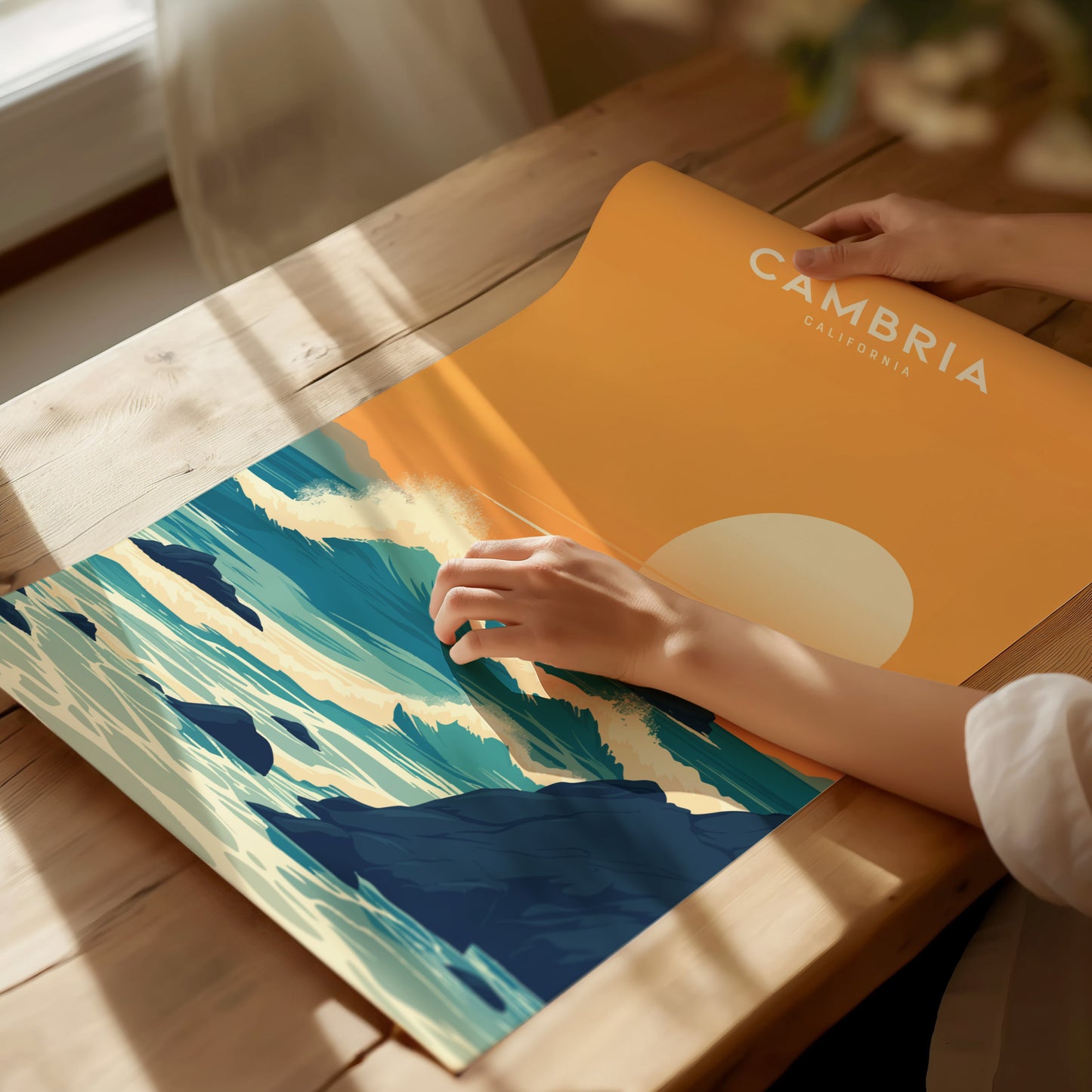 Cambria California Poster | Coastal Sunset Travel Print Wall Art | Framed or Unframed