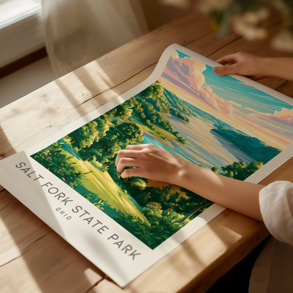 Salt Fork State Park Matte Border Poster | Ohio Destination Print Travel Wall Art — giclée print detail on matte paper