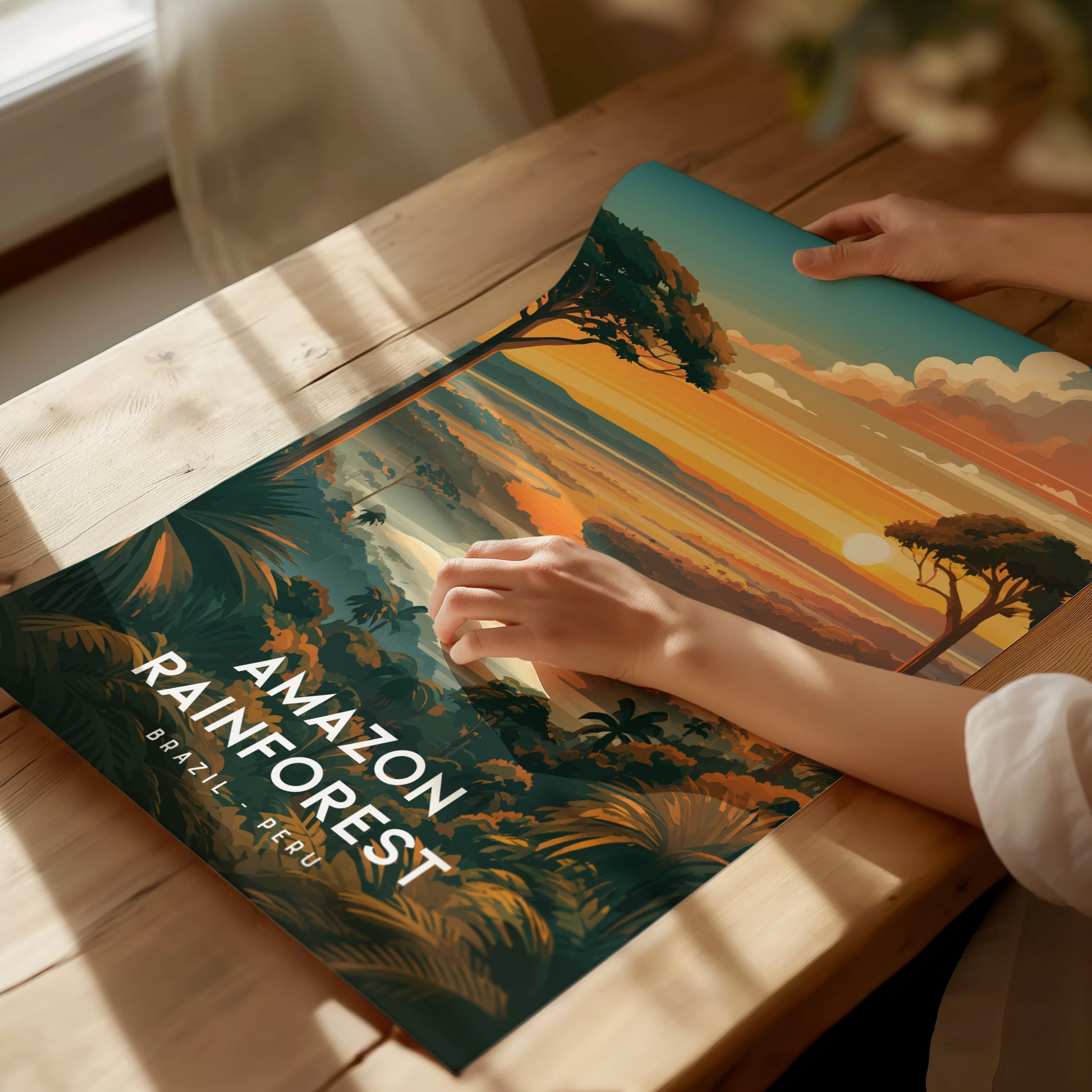 Amazon Rainforest, South America Poster | Lush Jungle & Exotic Wildlife Wall Art — giclée print detail on matte paper